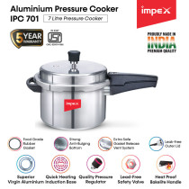 Impex IPC 701 7 liters Aluminium Pressure Cooker with Gasket Release System