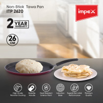 Impex ITP 2620 Non-Stick Tawa Pan Featuring Uniform Heat Distribution Technology