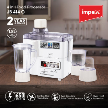 Impex JB 414C 650 Watts 4 in 1 Food Processor 
