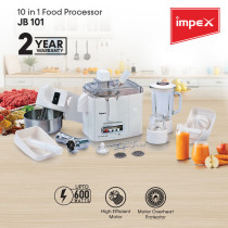 Impex JB 101 600W 10 In 1 Juice Blender with 2-Speed Selection