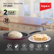 Impex ITP 2820 Non-Stick Tawa Pan Featuring Uniform Heat Distribution Technology