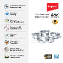 Impex KSC 9 pcs Stainless Steel Cookware Set with Induction Base