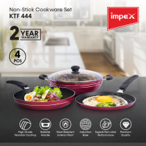 Impex KTF 444 Non-Stick 4Pcs Cookware Set with Dishwasher Safe