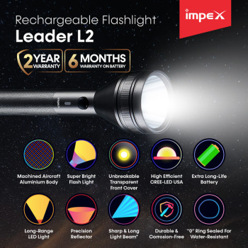 Impex LEADER L2 2000 mAh Rechargeable LED Flashlight