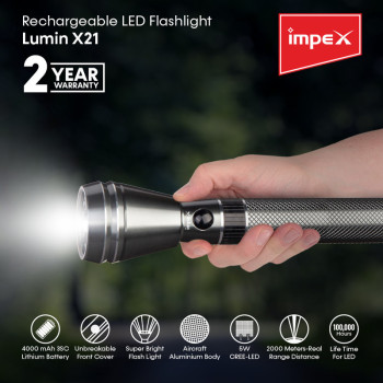 Impex LUMIN X21 4000 mAh Rechargeable LED Flashlight