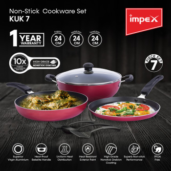 Impex KUK 7 7Pcs Non-stick Cookware Set with Uniform Heat Distribution Technology