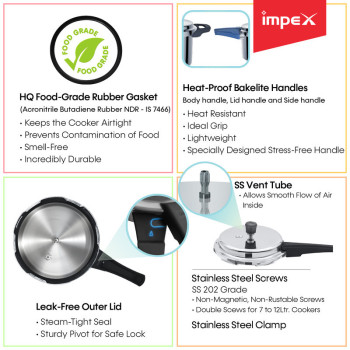 Impex Norma 3 Litre Aluminum Pressure Cooker With Gasket Release System