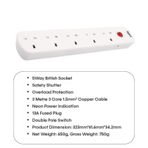 Impex PS 7405 3m Power Socket with Overload Protector