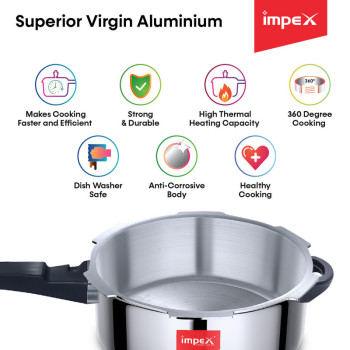 Impex Norma 5 Litre Aluminum Pressure Cooker With Gasket Release System