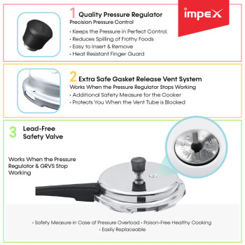 Impex Norma 5 Litre Aluminum Pressure Cooker With Gasket Release System