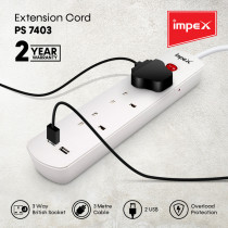 Impex PS 7403 3M Power Socket featuring Over Load Protector
