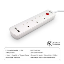 Impex PS 7403 3M Power Socket featuring Over Load Protector