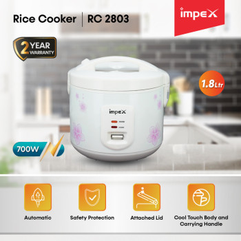 Impex RC 2803 1.8 Litre 700W Electric Rice Cooker featuring Automatic cooking
