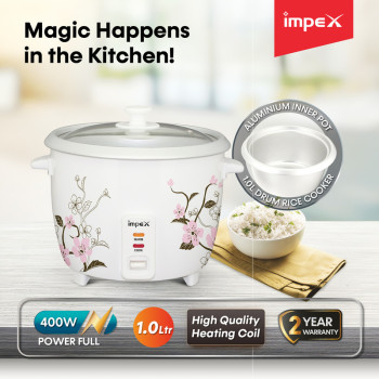 Impex RC 2801 1 Ltr 400W Electric Rice Cooker Featuring Automatic Cooking