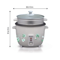 Impex RC 2804 2.8 Liter 1000W Drum Rice Cooker with Steamer featuring Safety Protection