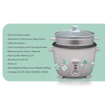 Impex RC 2804 2.8 Liter 1000W Drum Rice Cooker with Steamer featuring Safety Protection