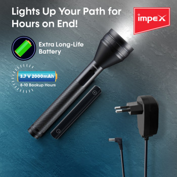 Impex LEADER P2 1500mAh Rechargeable LED Flashlight featuring Water Proof