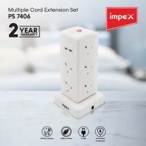 Impex PS 7406 Multiple Cord Extension Set with Overload Protection