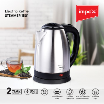 Impex Steamer 1501 1.5 Litre Electric Kettle with Triple Thermostat