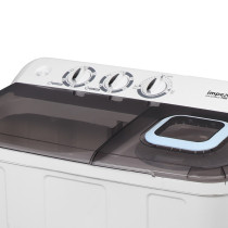 Impex WM 4204 7 Kg Semi Automatic Washing Machine with Transparent Window View Air Turbo 5 Kg Spin Capacity Temperature Resistance Wash Buzzer SoackFunction (White & Grey)