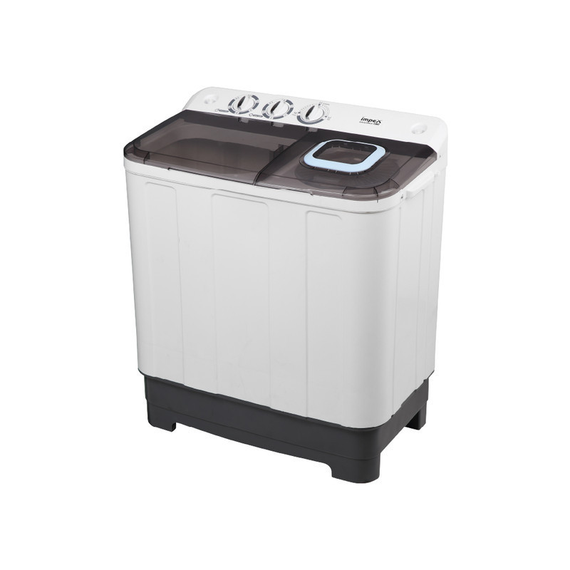Impex WM 4204 7 Kg Semi Automatic Washing Machine with Transparent Window View Air Turbo 5 Kg Spin Capacity Temperature Resistance Wash Buzzer SoackFunction (White & Grey)