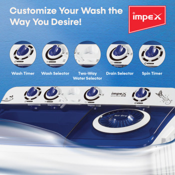 Impex WM 4205 12 Kg Washing Machine Semi-Automatic With Soak Function White & Blue