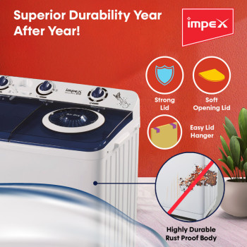 Impex WM 4205 12 Kg Washing Machine Semi-Automatic With Soak Function White & Blue