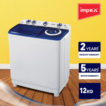 Impex WM 4205 12 Kg Washing Machine Semi-Automatic With Soak Function White & Blue