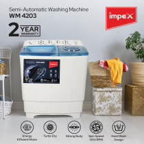 Impex WM 4203 13 Kg Semi-Automatic Washing Machine with Low Noise Motor System