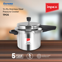 Impex TPC5 5 Litre Tri-ply Stainless Steel Pressure Cooker