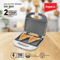 Impex SW 3601 2 Slice Sandwich Maker featuring Power and Ready Light