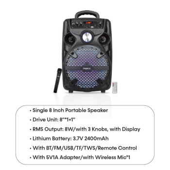 Impex Party Anywhere: Trolley Speaker with LED Display, TWS, Wireless Mic, and Rechargeable Battery for Ultimate Portable Entertainment(TS 4001A,  2400MAh)