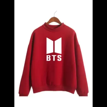 BTS Printed Sweater Wine Red