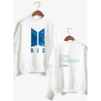 BTS Starry Sky Printed Oversize Sweatshirts, White