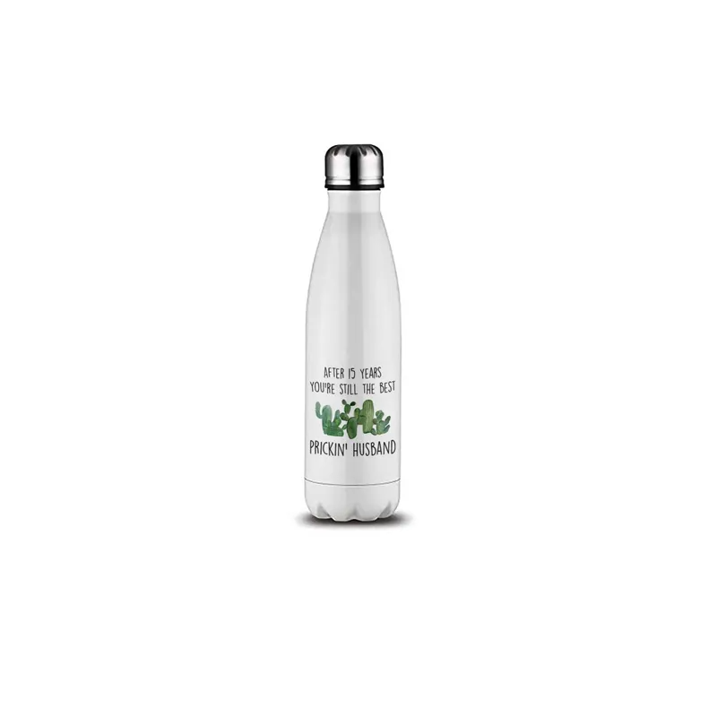 Cactus Prickin Husband Customized Couple Insulated Double Wall Vacuum Stainless Steel Water Bottle