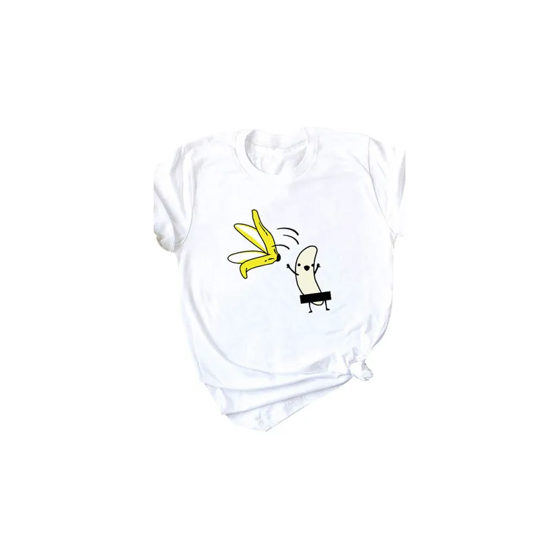 Cartoon Banana Printed Tshirt White