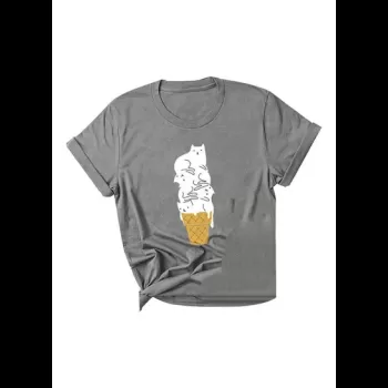 Cartoon Cat Ice Cream Print...