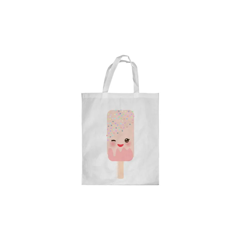 Cartoon Ice Cream Printed Shopping Bag White