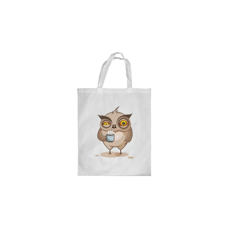 Cartoon Owl Printed Shopping Bag White N20767053A