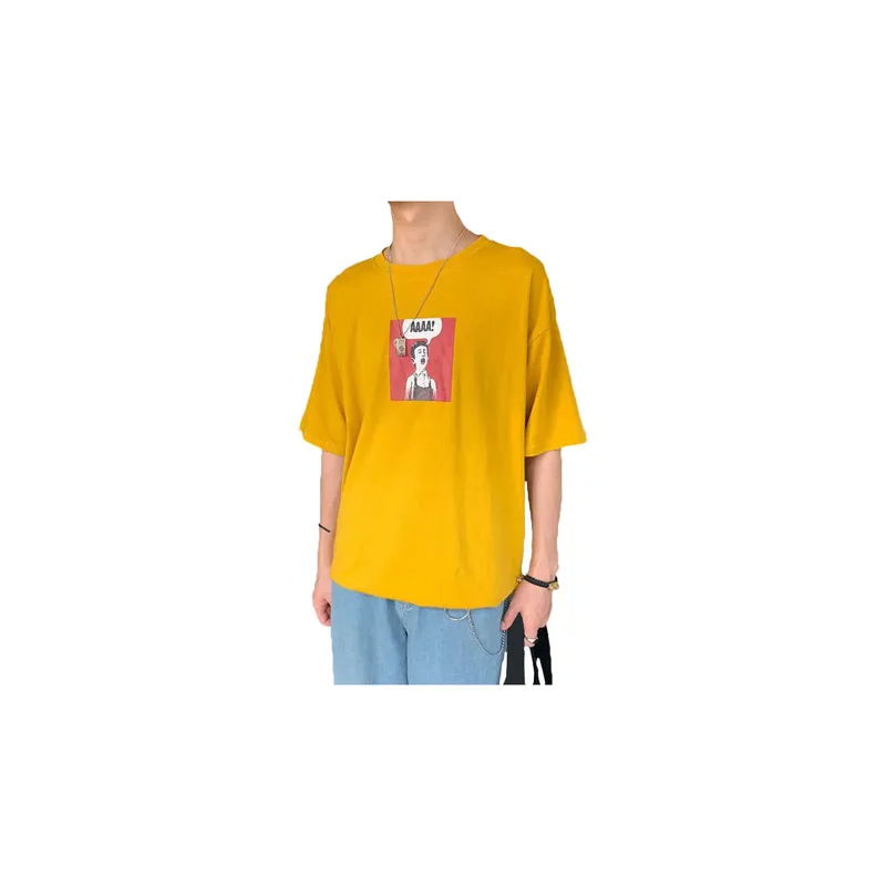 Cartoon Printed Loose Tshirt YellowRedWhite