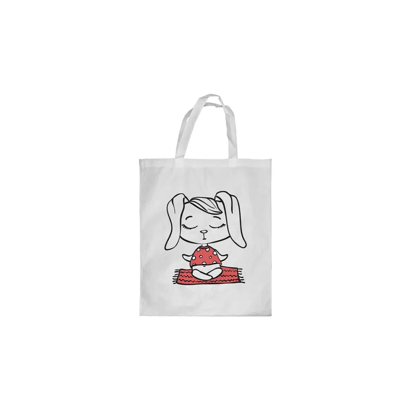 Cartoon Rabbits Printed Shopping Bag White N20767365A