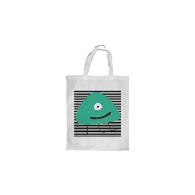 Cartoon Space Object Printed Shopping Bag WhiteBlack