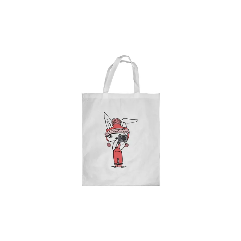 Cartoon Rabbits Printed Shopping Bag White N20767362A