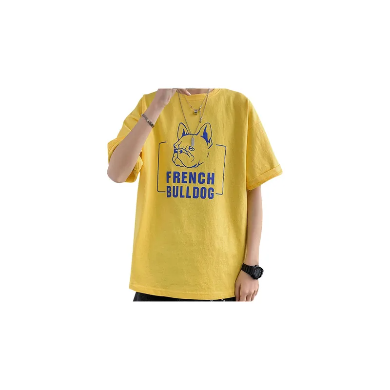 Casual Printed Round Neck Tshirt Yellow