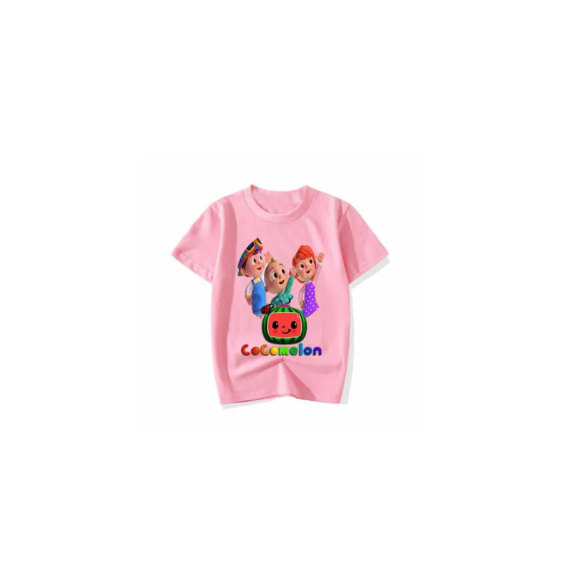 Cocomelon Kids Favorite Cute Children's top Summer Short Sleeve Outfit Cotton Casual Outdoor Pink TShirt
