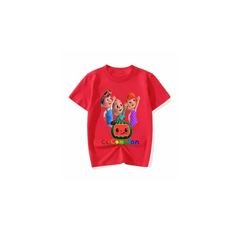 Cocomelon Kids Favorite Cute Children's top Summer Short Sleeve Outfit Cotton Casual Outdoor Red TShirt