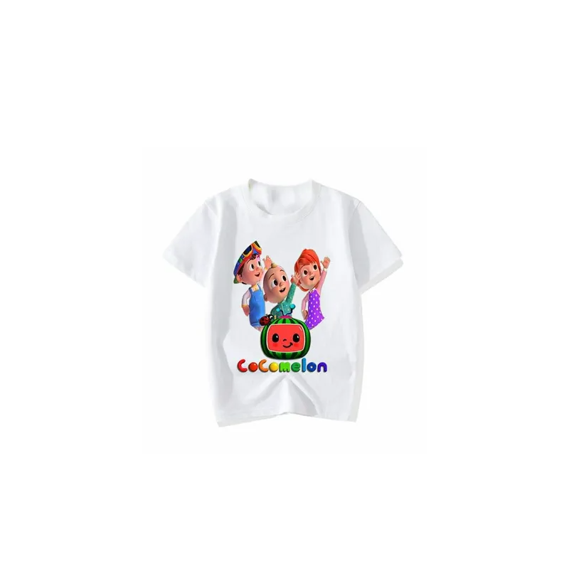 Cocomelon Kids Favorite Cute Children's top Summer Short Sleeve Outfit Cotton Casual Outdoor White Tshirt