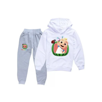 Cocomelon Set Printed Hoodie and Pants For Kids GreyWhite