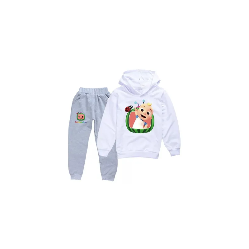Cocomelon Set Printed Hoodie and Pants For Kids GreyWhite