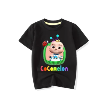 Cocomelon Round Neck Printed Tshirt Black
